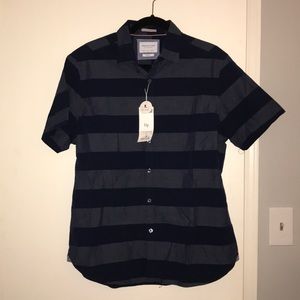 NWT denim flower short sleeve button down